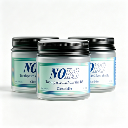 NOBS (No Bad Stuff) Toothpaste Tablets - Nano Hydroxyapatite, Fluoride & Plastic Free, Eco & Travel Friendly - Remineralize with NHA.  3-pack